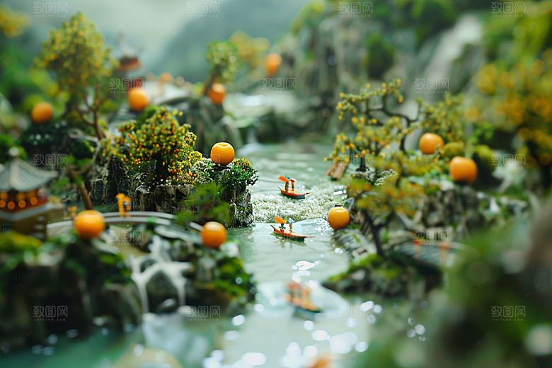 果蔬风景山川河流创意场景素材