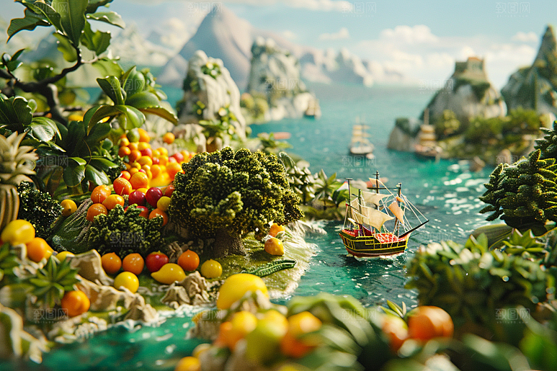 果蔬风景美食创意场景素材