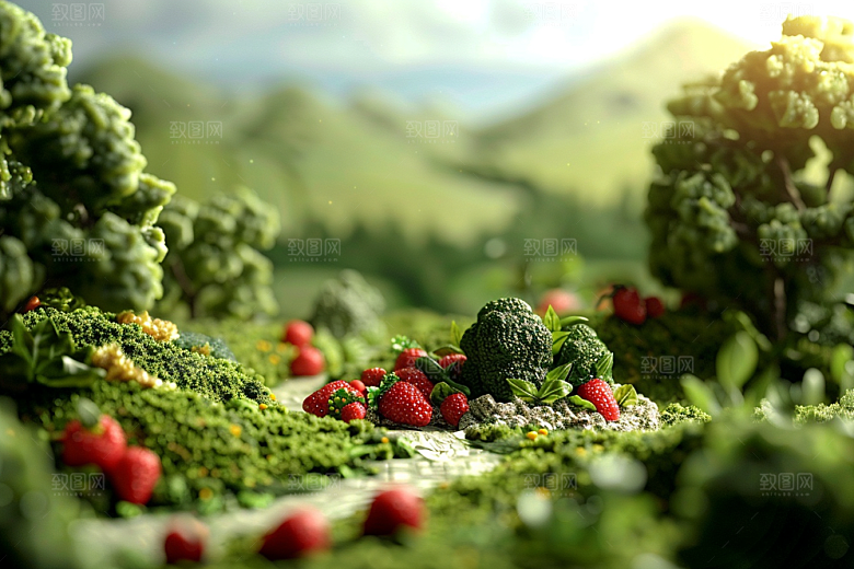 果蔬风景山水蔬菜水果素材