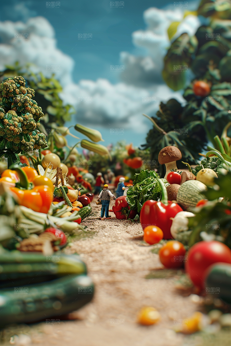 果蔬风景美食创意场景素材
