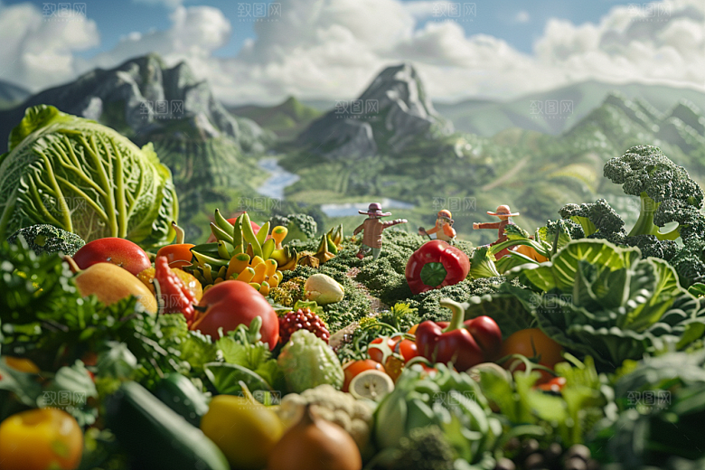果蔬风景创意场景食材素材