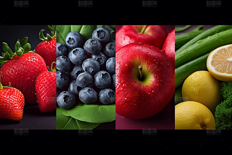 果蔬拼接美食食材摄影图