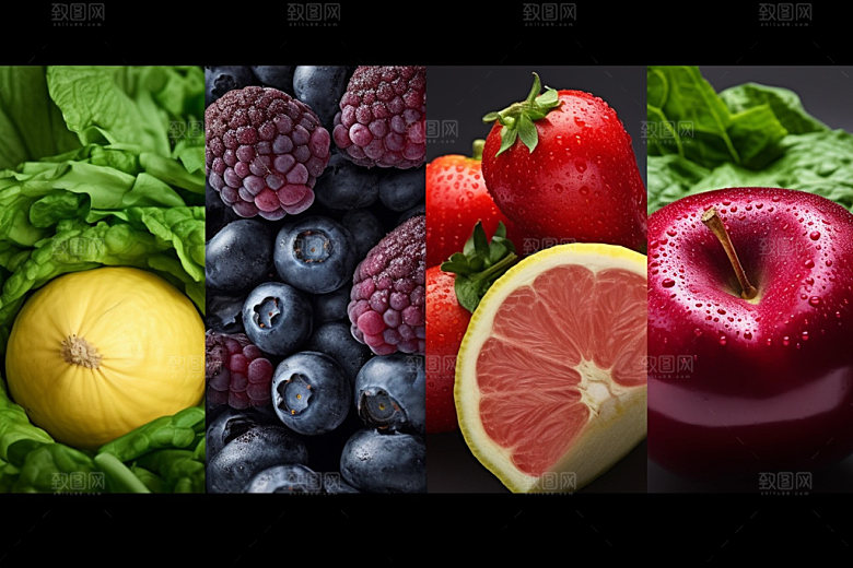 果蔬拼接水果蔬菜美食摄影图