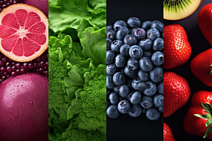 果蔬拼接彩色水果蔬菜摄影图