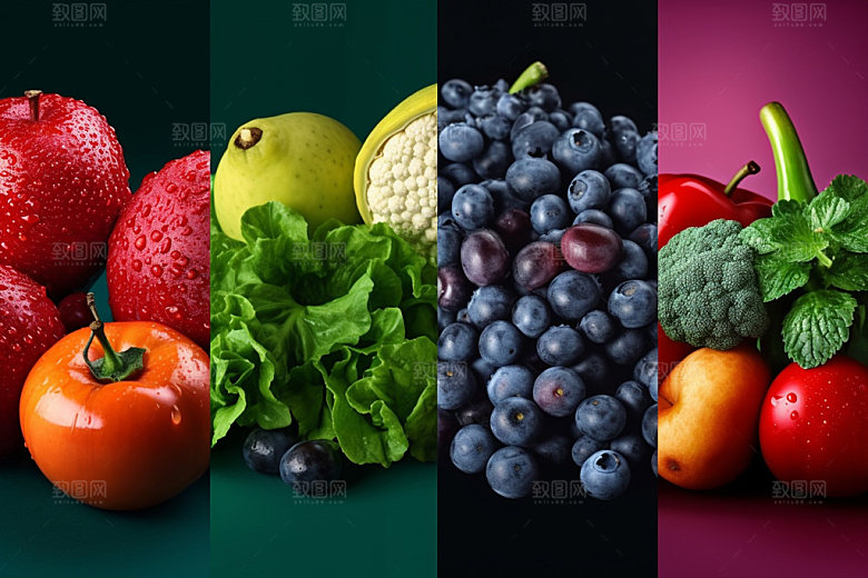 果蔬拼接新鲜美食摄影图