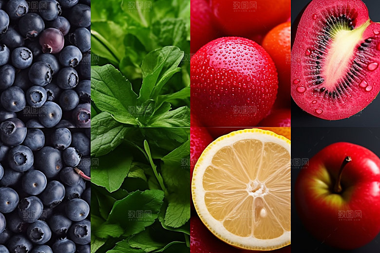 果蔬拼接新鲜水果蔬菜摄影图
