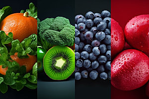 果蔬拼接彩色食材摄影图