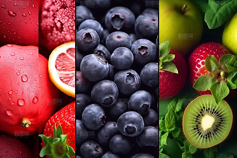 果蔬拼接水果蔬菜食材摄影图