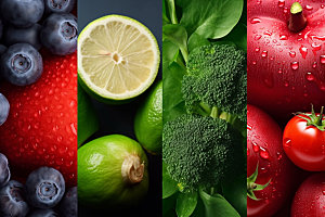 果蔬拼接水果蔬菜食材摄影图
