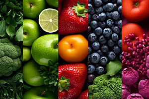 果蔬拼接彩色食材摄影图
