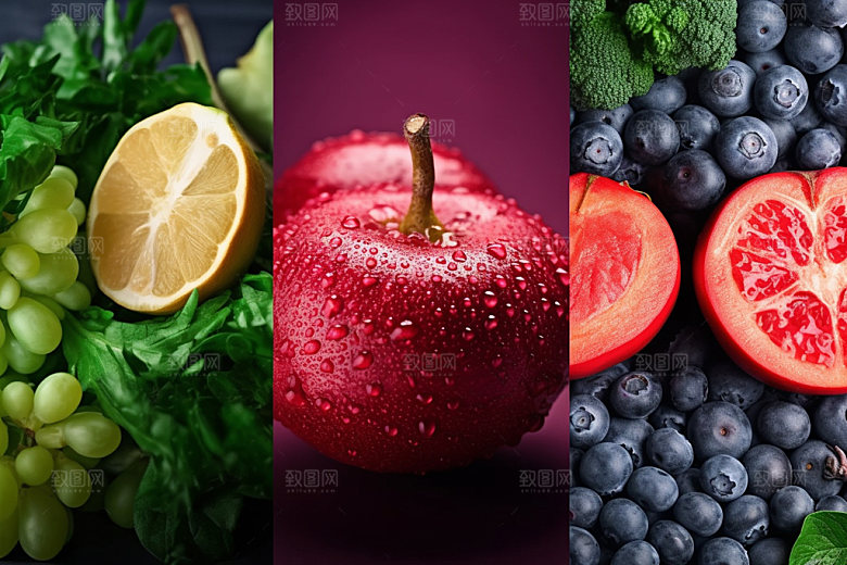 果蔬拼接水果蔬菜食材摄影图