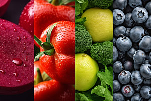 果蔬拼接食材彩色摄影图