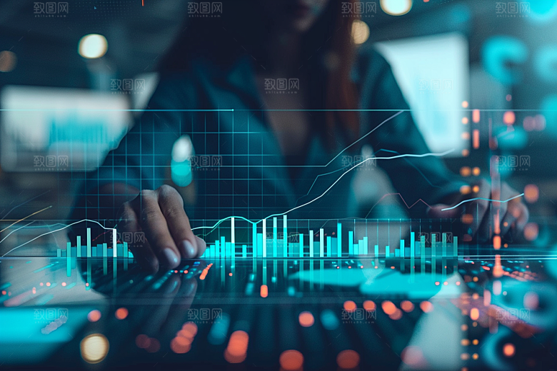 股市走向金融行情素材