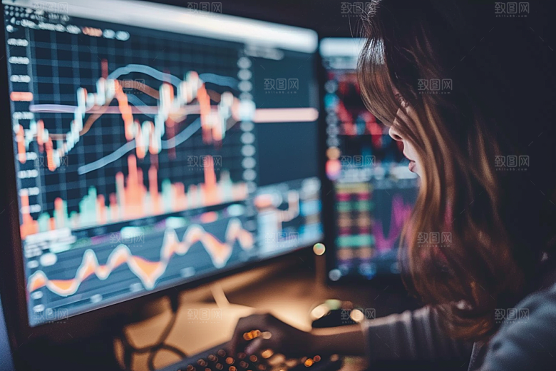 股市走向高清K线图素材