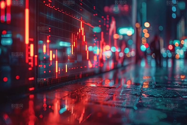 股市走向走势K线图素材
