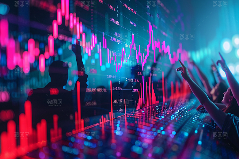 股市走向证券K线图素材