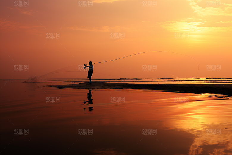 海边赶海落潮滩涂摄影图