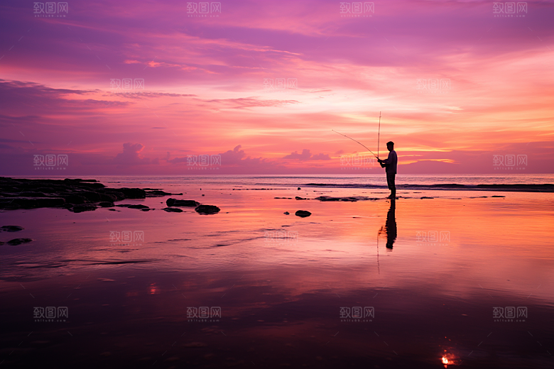 海边赶海滩涂海滩摄影图