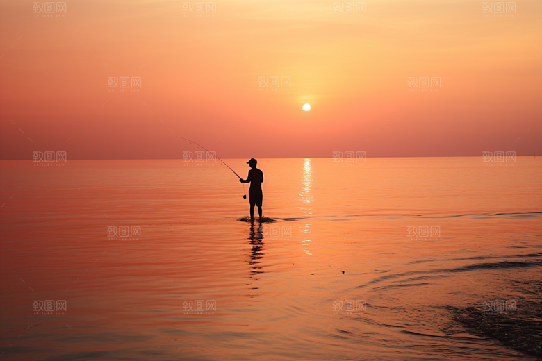 海边赶海滩涂捕捞摄影图