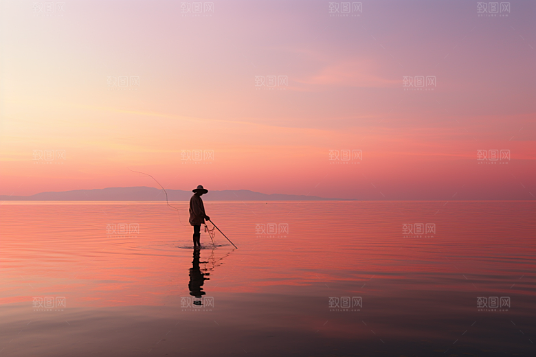 海边赶海渔获潮汐摄影图