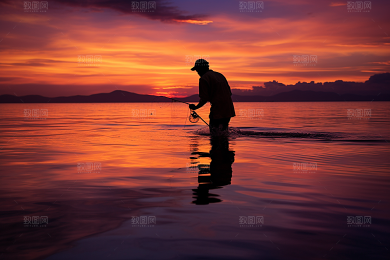 海边赶海黎明海滩摄影图