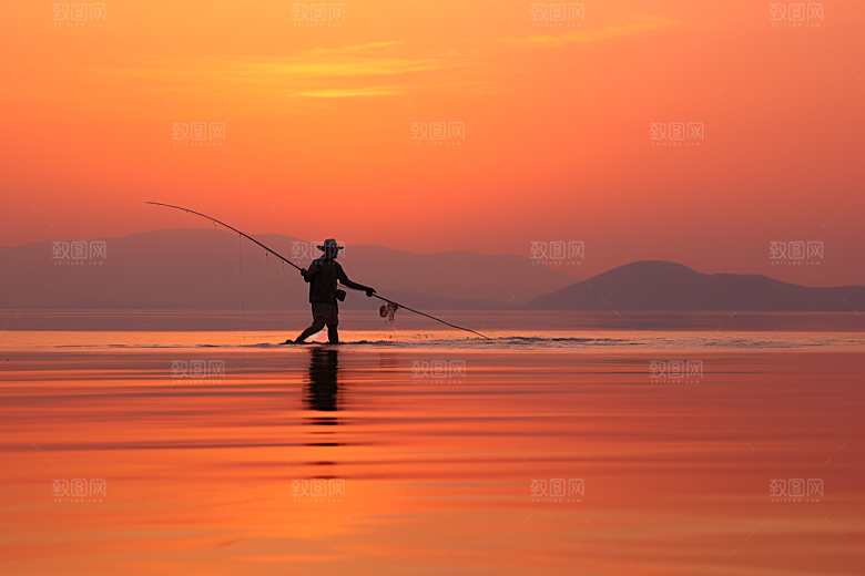海边赶海渔获滩涂摄影图