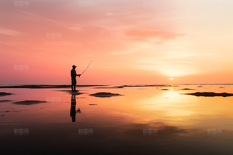 海边赶海海货黎明摄影图