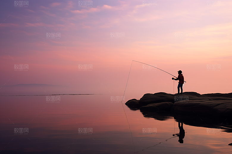 海边赶海清晨渔获摄影图