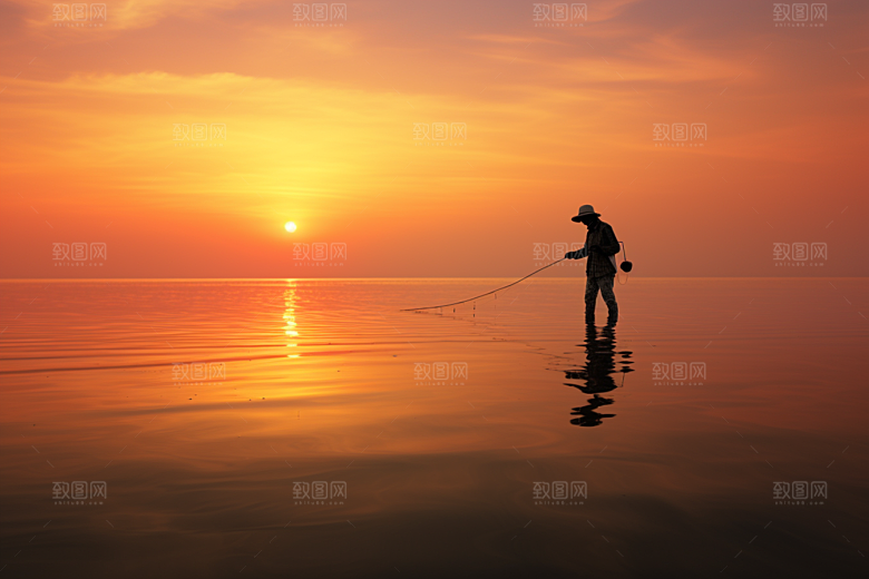 海边赶海落潮礁石摄影图