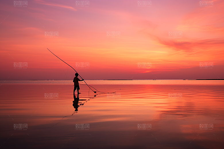 海边赶海海货黎明摄影图