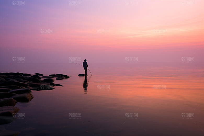 海边赶海潮汐礁石摄影图