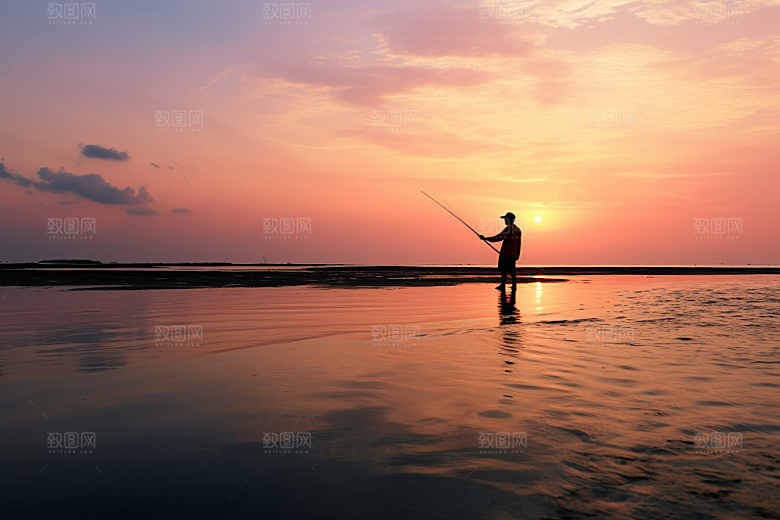 海边赶海高清海滩摄影图