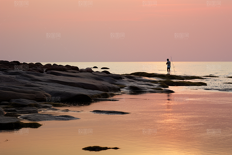 海边赶海落潮滩涂摄影图