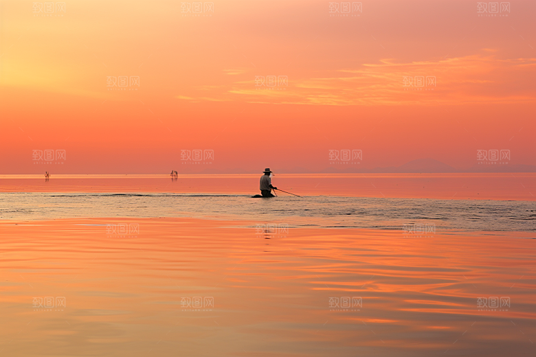海边赶海海滩滩涂摄影图