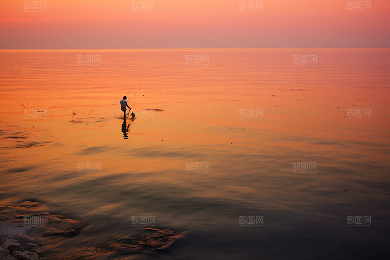 海边赶海滩涂海货摄影图