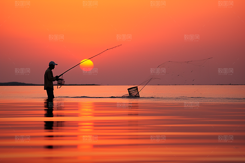 海边赶海落潮滩涂摄影图