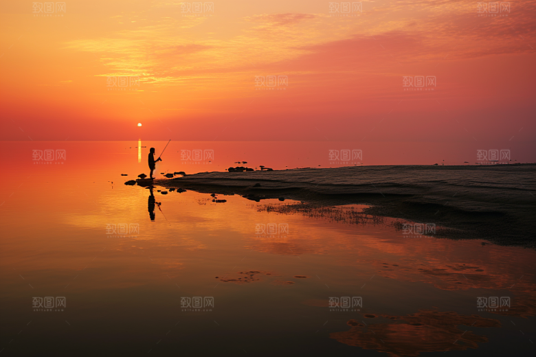 海边赶海海滩海货摄影图