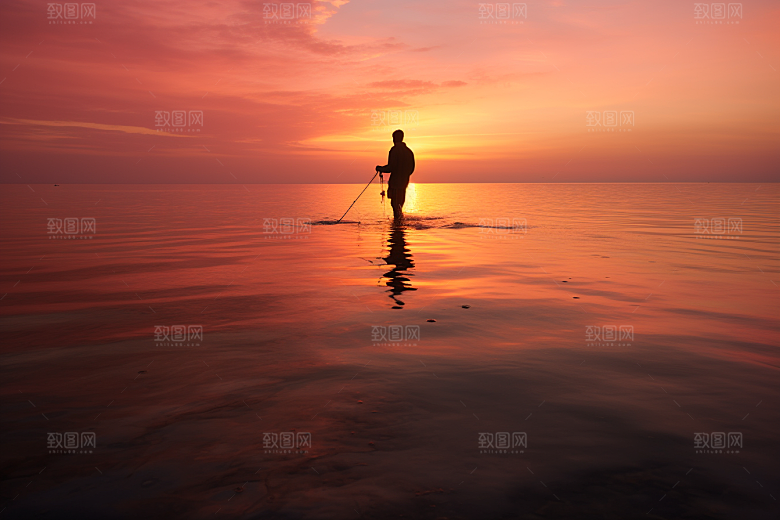 海边赶海落潮滩涂摄影图