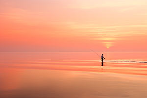 海边赶海余晖高清摄影图