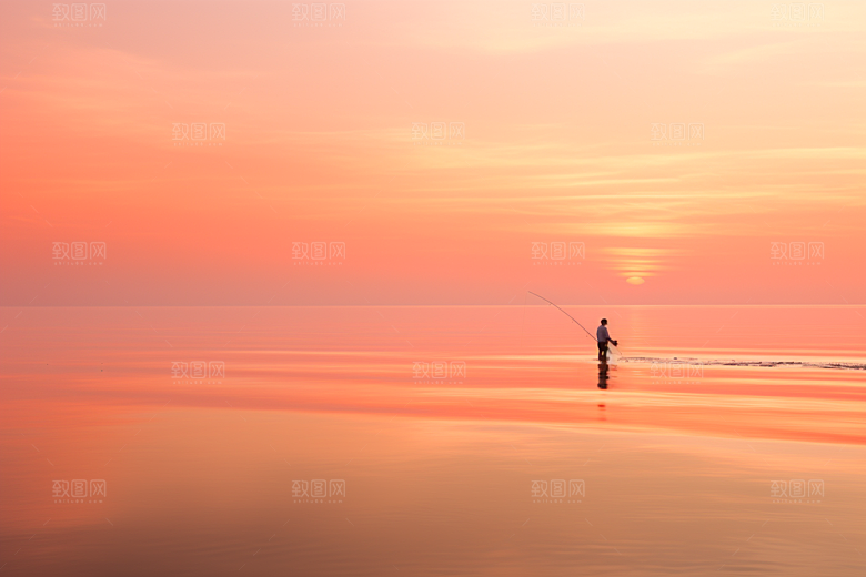 海边赶海余晖高清摄影图