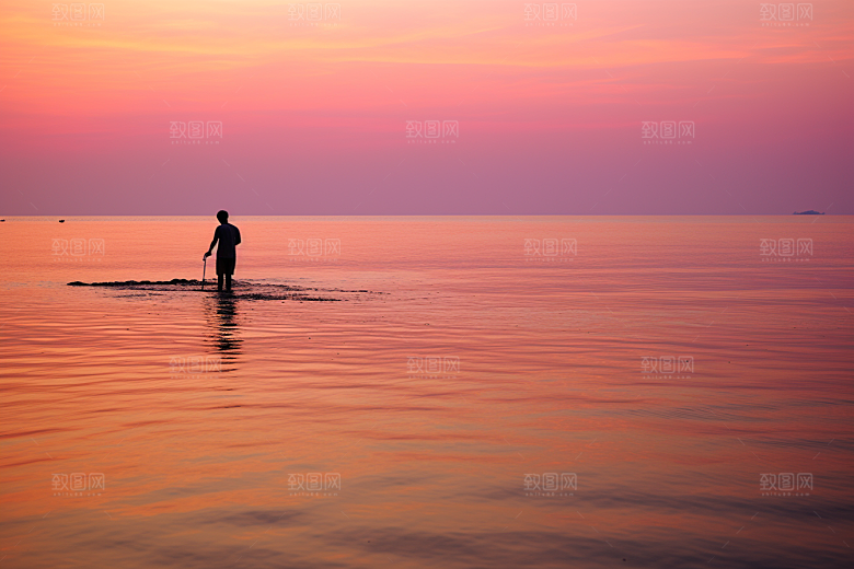 海边赶海高清海滩摄影图