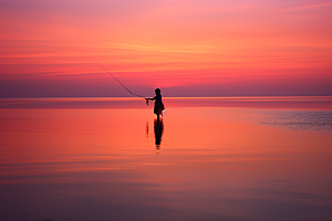海边赶海夕阳海货摄影图