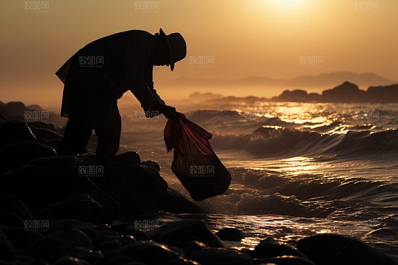 海边赶海海货捕捞摄影图