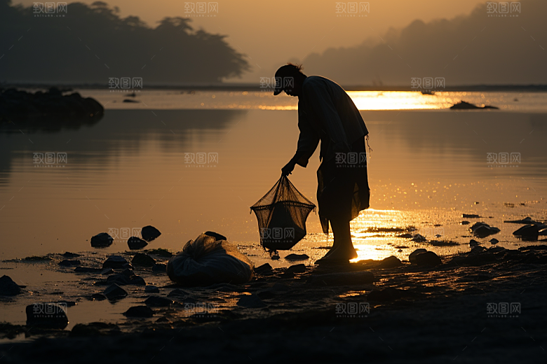 海边赶海海货落潮摄影图