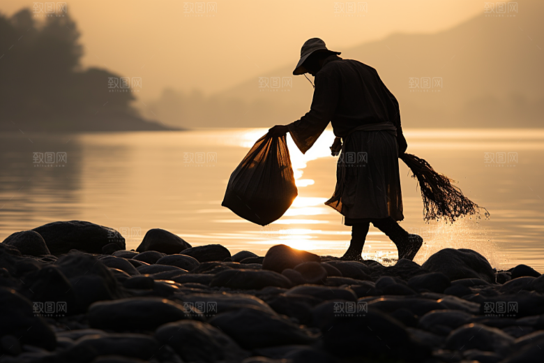 海边赶海海货渔获摄影图