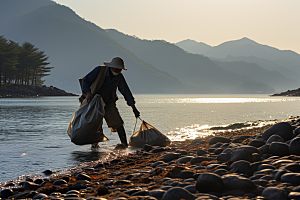 海边赶海滩涂礁石摄影图