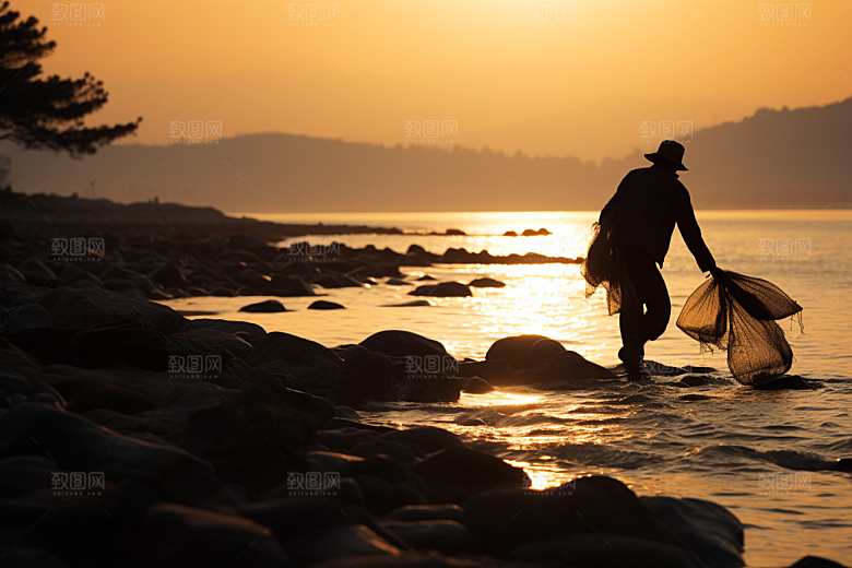 海边赶海礁石高清摄影图