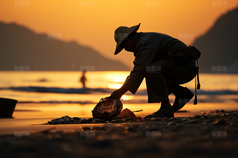 海边赶海潮汐高清摄影图