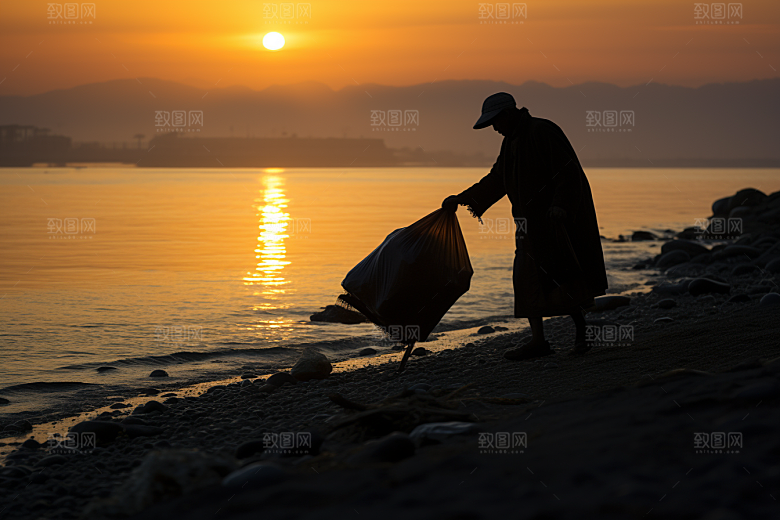 海边赶海渔获落潮摄影图