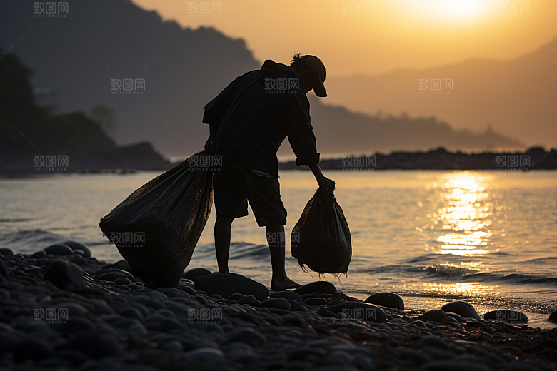 海边赶海潮汐礁石摄影图